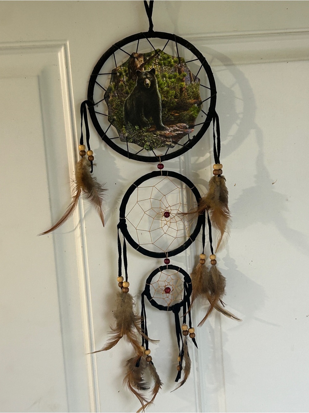 Black Bear Dreamcatcher Wall Hanging - Black